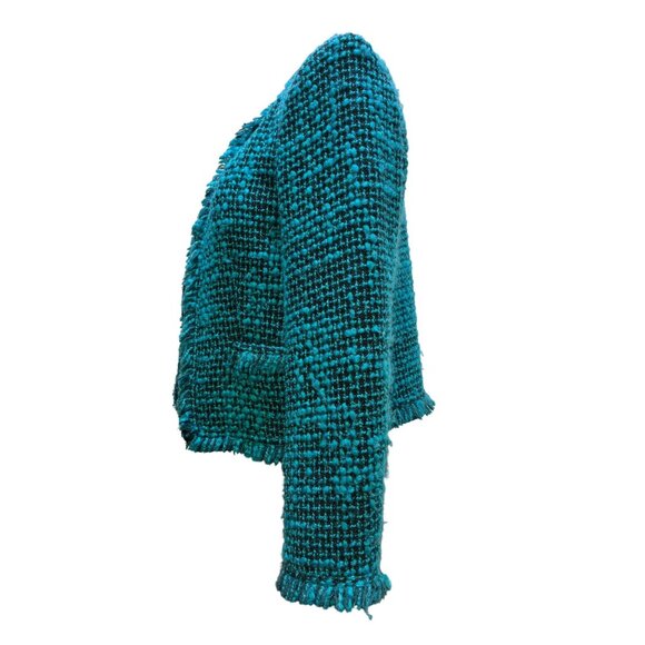 Alice+Olivia Womens Tweed Jacket Turquoise Size S - Picture 4 of 6